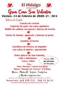 a5 menu valentine 2020
